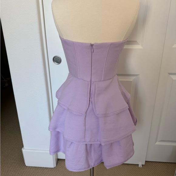 BCBGMaxAzria Strapless Lavender Tiered Peplum Dress - Picture 2 of 3